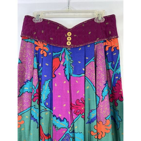JEANNE MARC Maxi Skirt Vintage Purple Pink Teal Abstract size 12/14 Medium USA - Picture 2 of 16